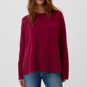 Oversized 24/7 Split-Hem Crewneck Sweater